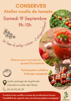 Atelier Conserves de coulis de tomates à Septfonds 82