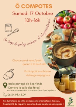 Atelier compotes le 17 octobre 2026 à septfonds 82
